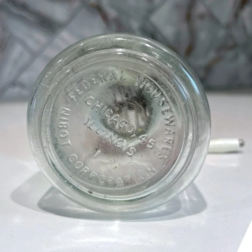 Vintage Federal Housewares Nut Chopper Grinder Orange Glass Base Chicago
